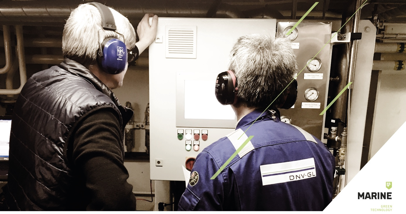 Above you can see FUELSAVE GmbH CTO Dirk Hoffmann with DNV GL officer at the approval of the FS MARINE+ solution on board of the MV Annette. 